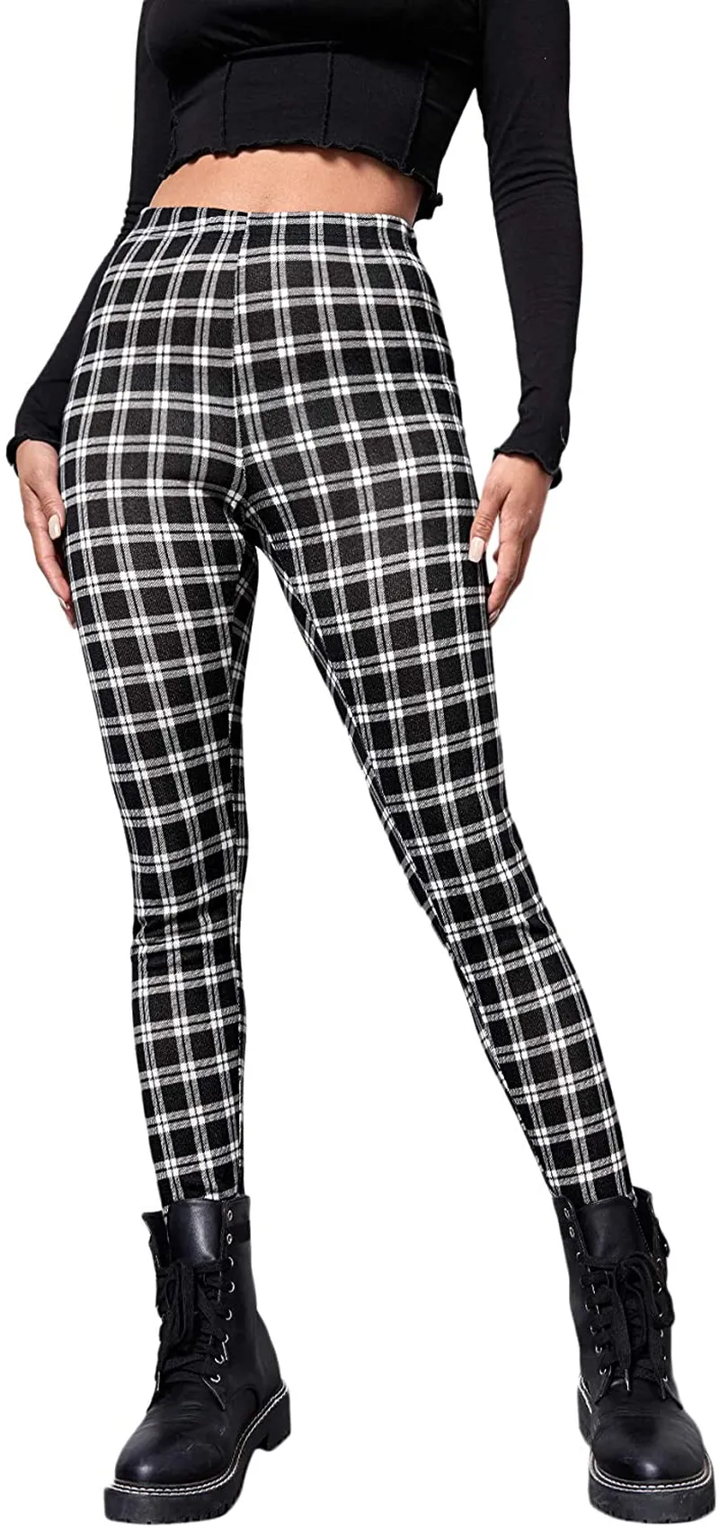 SweatyRocks Women's Basic Leggings Stretchy Slim Elastic High Waist Work Pants