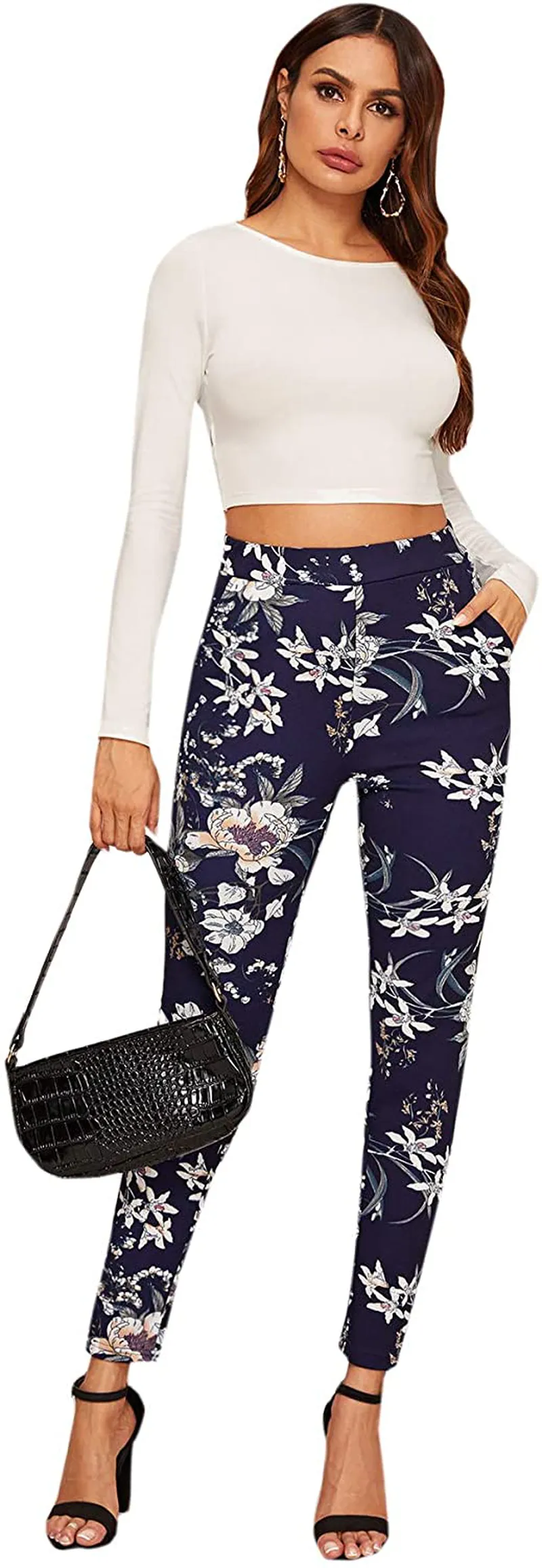 SweatyRocks Women's Basic Leggings Stretchy Slim Elastic High Waist Work Pants