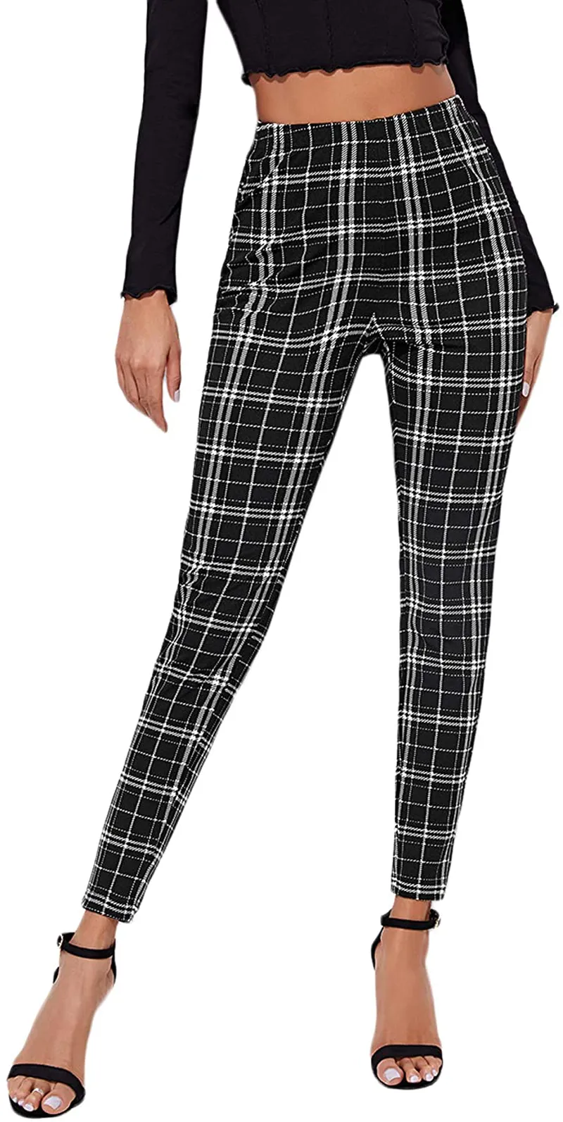 SweatyRocks Women's Basic Leggings Stretchy Slim Elastic High Waist Work Pants