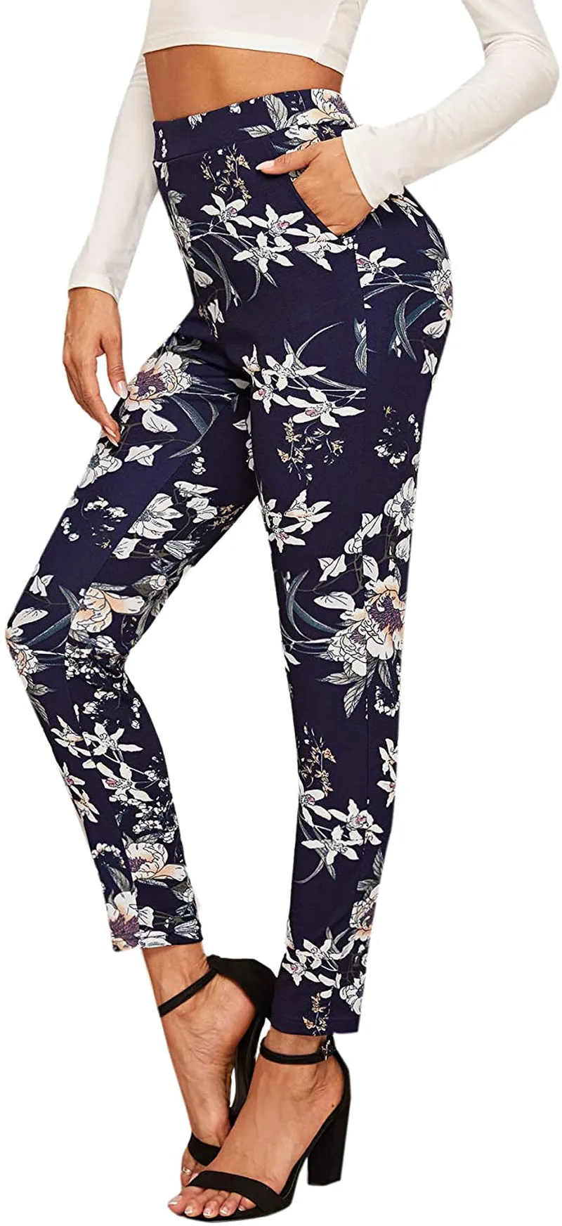 SweatyRocks Women's Basic Leggings Stretchy Slim Elastic High Waist Work Pants