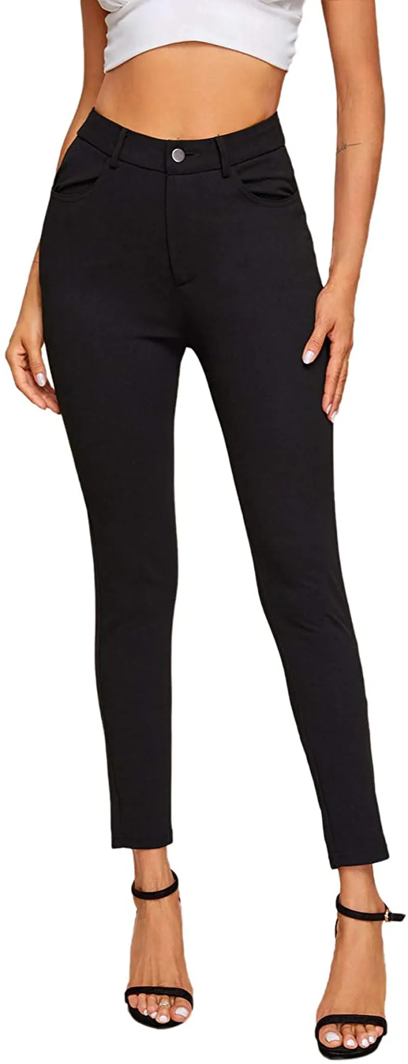 SweatyRocks Women's Basic Leggings Stretchy Slim Elastic High Waist Work Pants