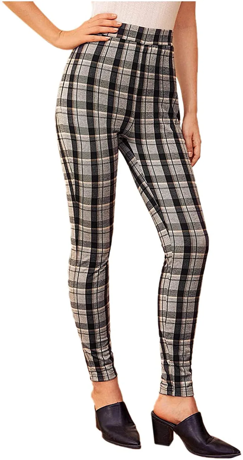 SweatyRocks Women's Basic Leggings Stretchy Slim Elastic High Waist Work Pants