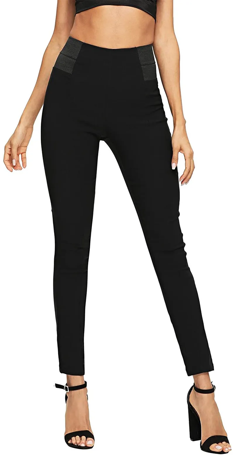 SweatyRocks Women's Basic Leggings Stretchy Slim Elastic High Waist Work Pants