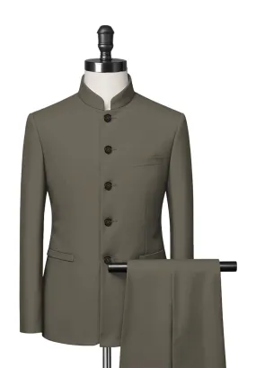 Tan Mandarin Collar Suit