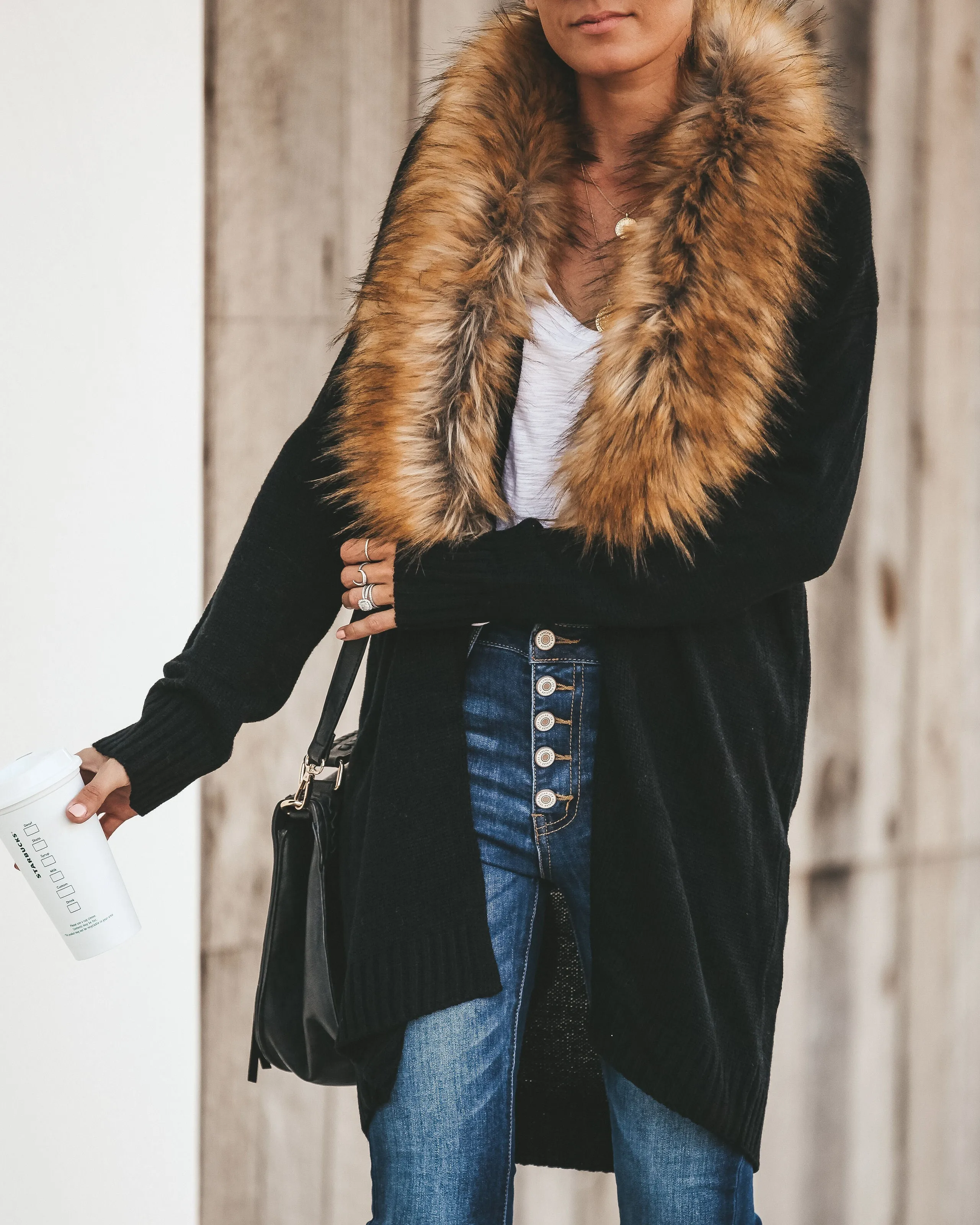 TastyHottie - Nocturnal Faux Fur Cardigan