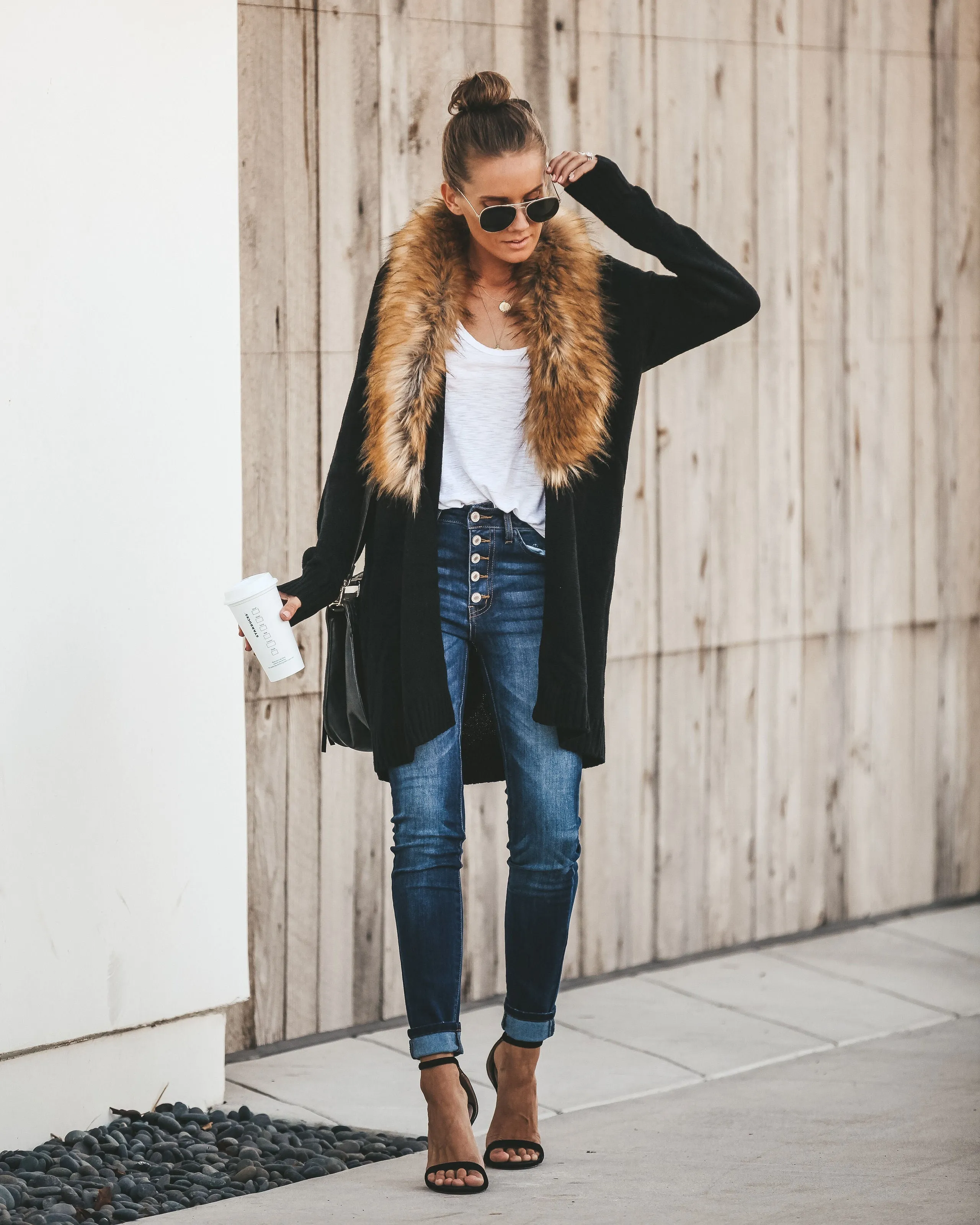 TastyHottie - Nocturnal Faux Fur Cardigan