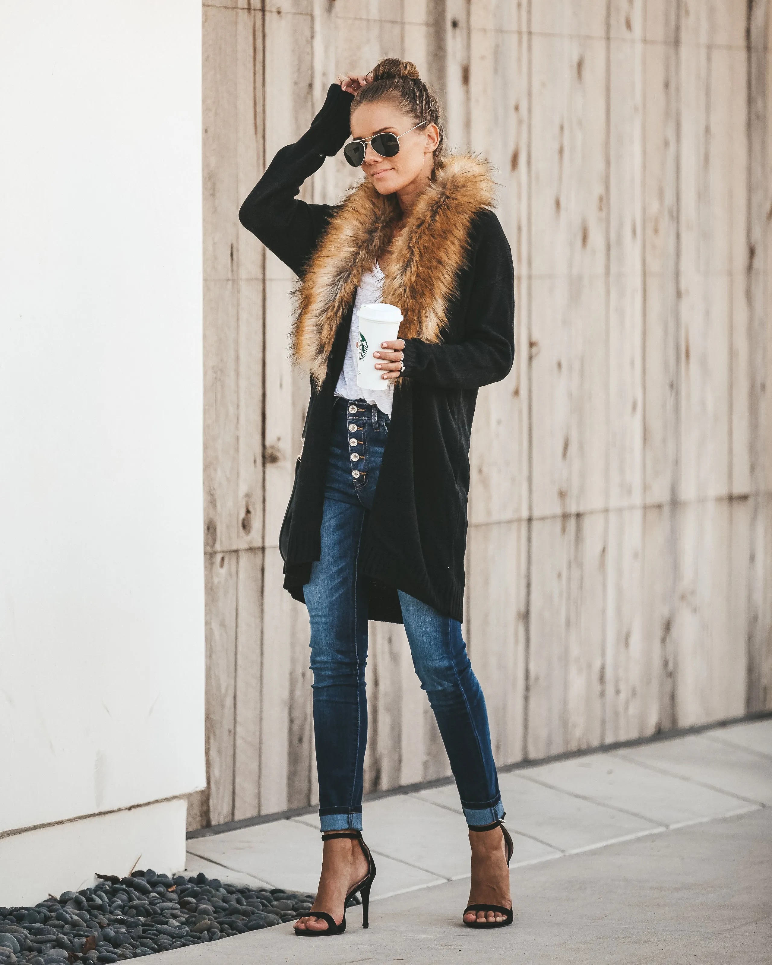 TastyHottie - Nocturnal Faux Fur Cardigan