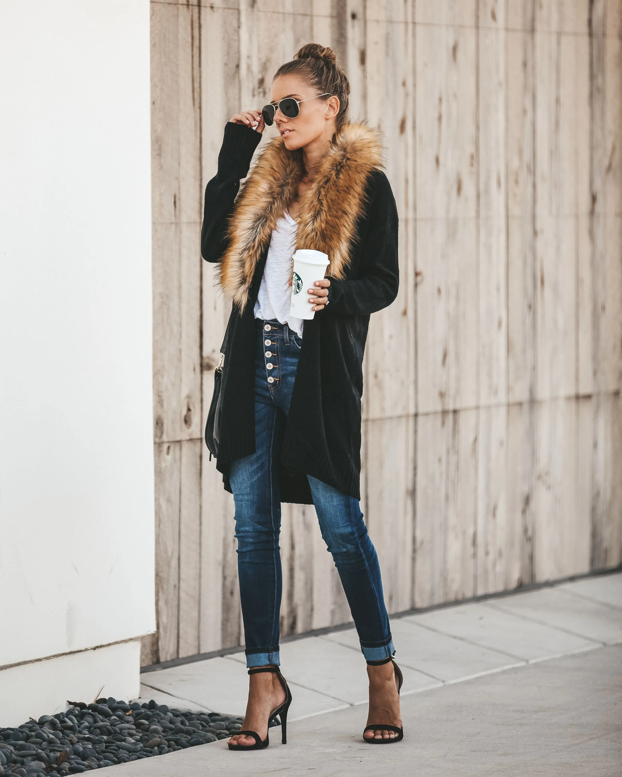 TastyHottie - Nocturnal Faux Fur Cardigan