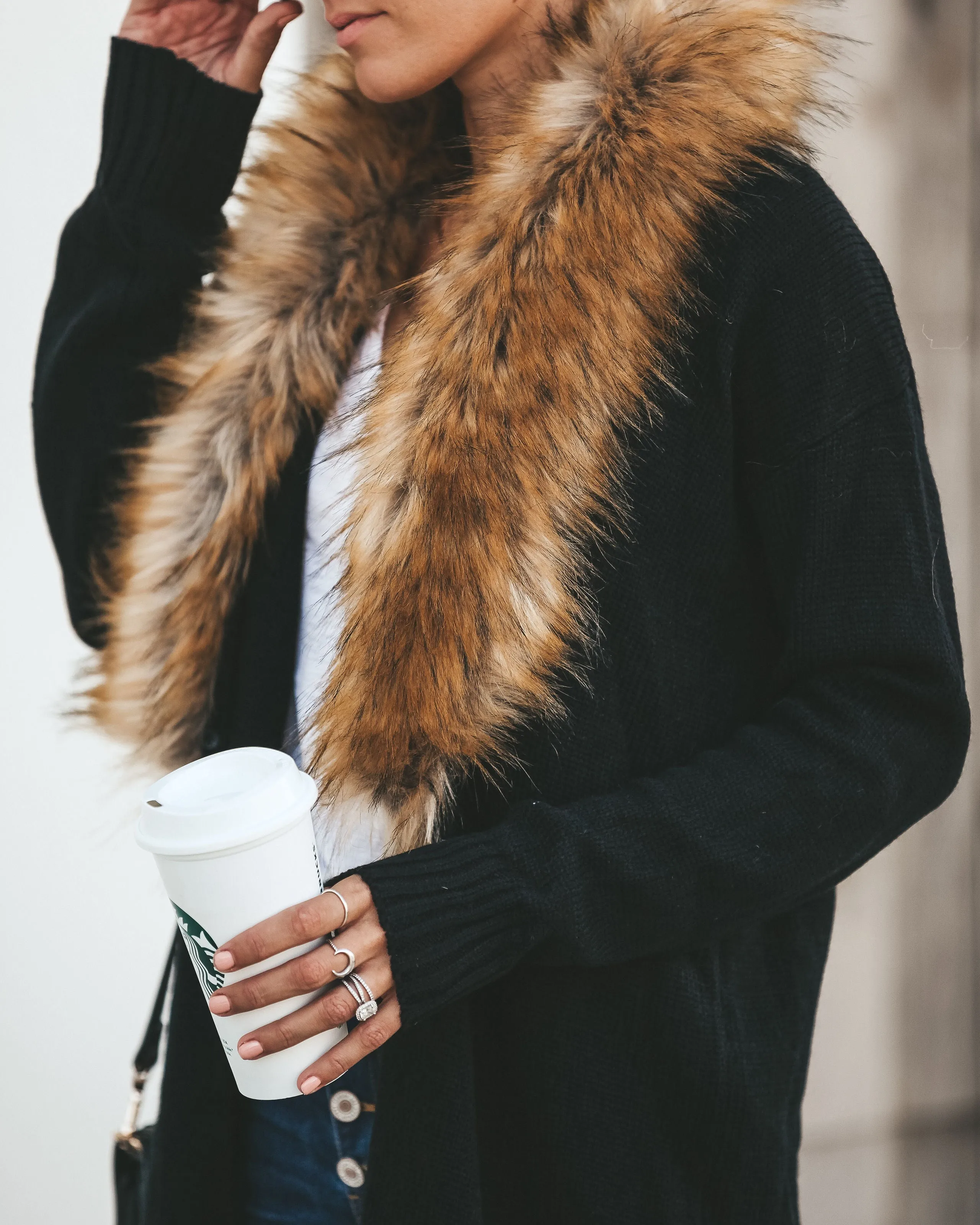 TastyHottie - Nocturnal Faux Fur Cardigan