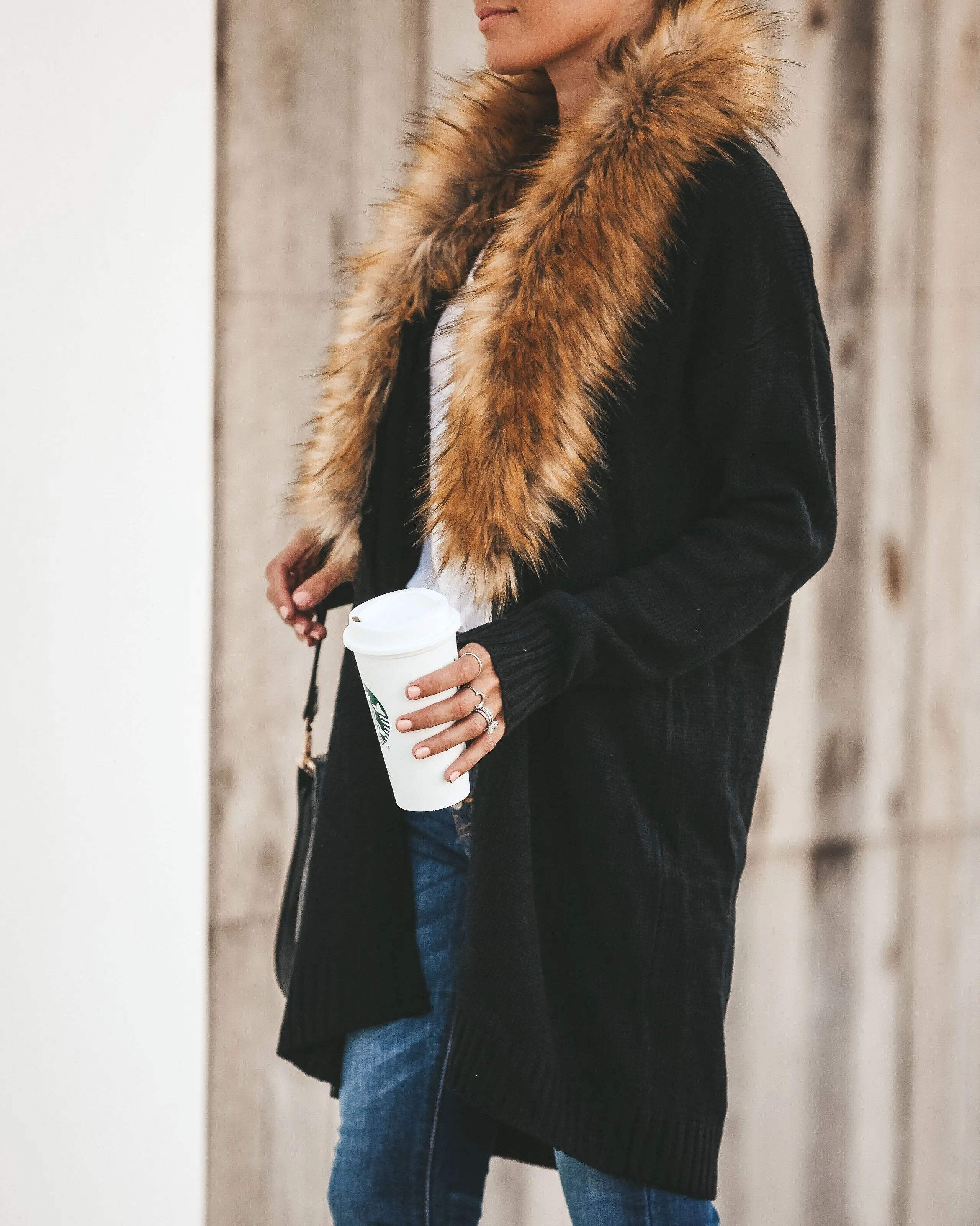 TastyHottie - Nocturnal Faux Fur Cardigan