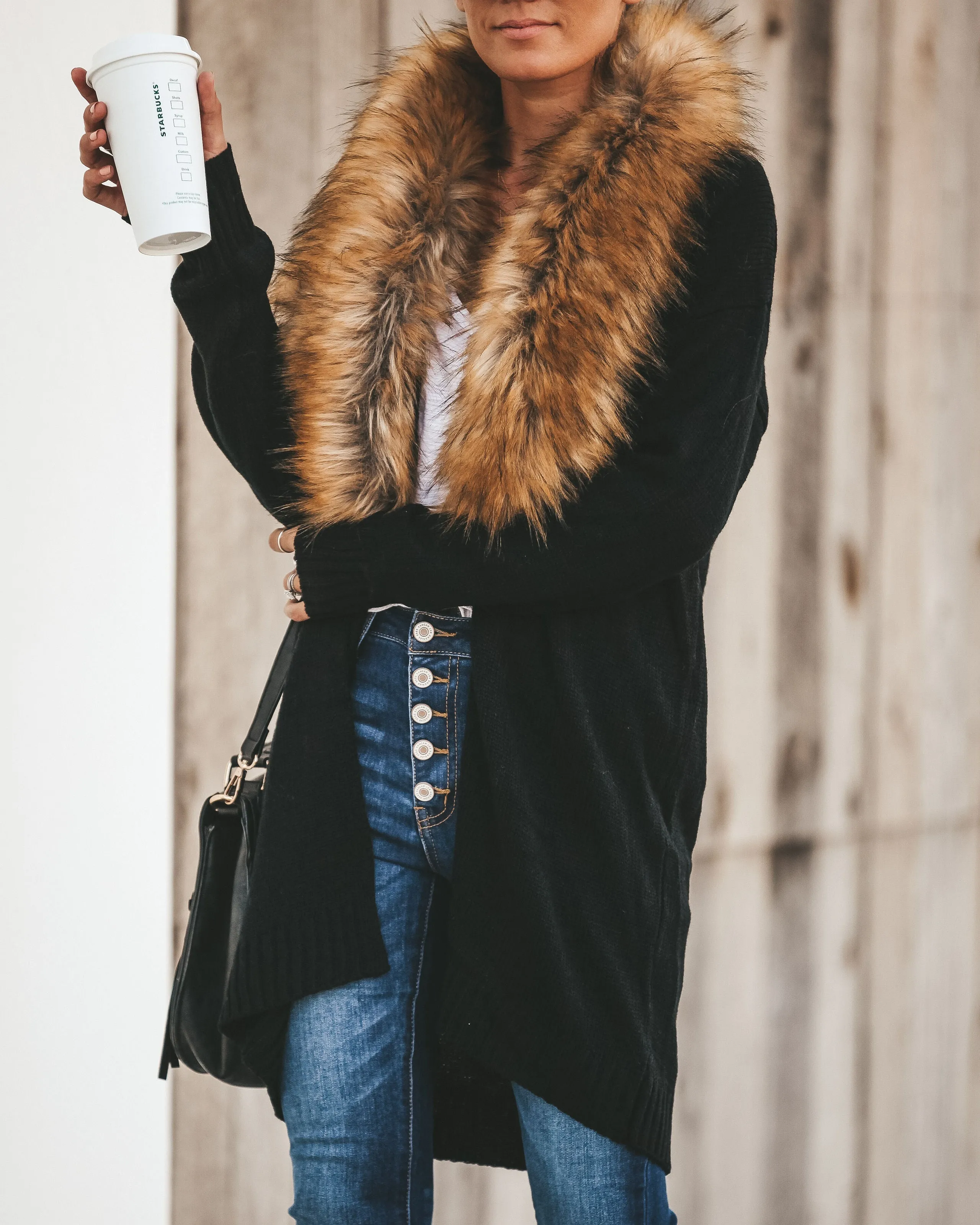 TastyHottie - Nocturnal Faux Fur Cardigan