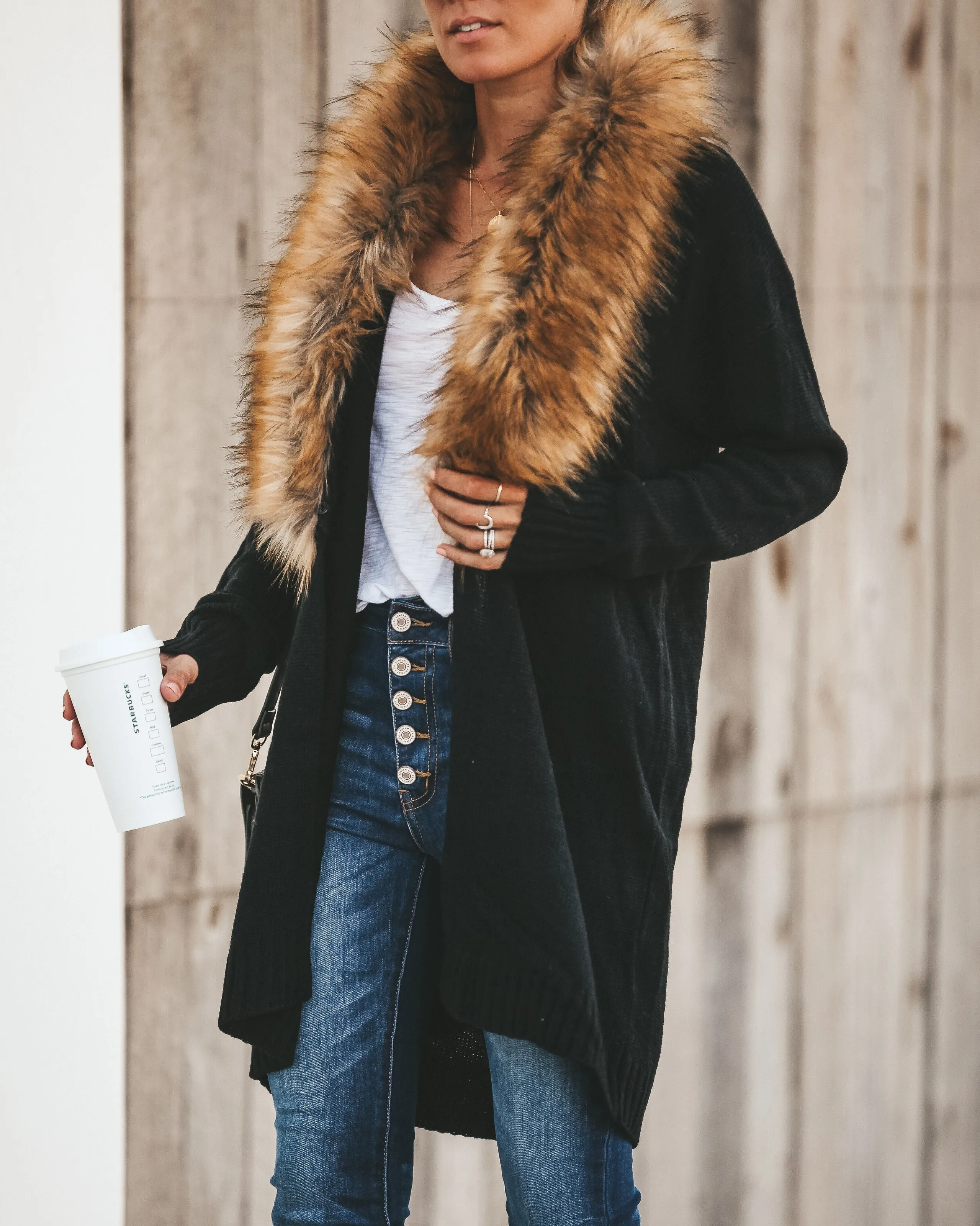 TastyHottie - Nocturnal Faux Fur Cardigan