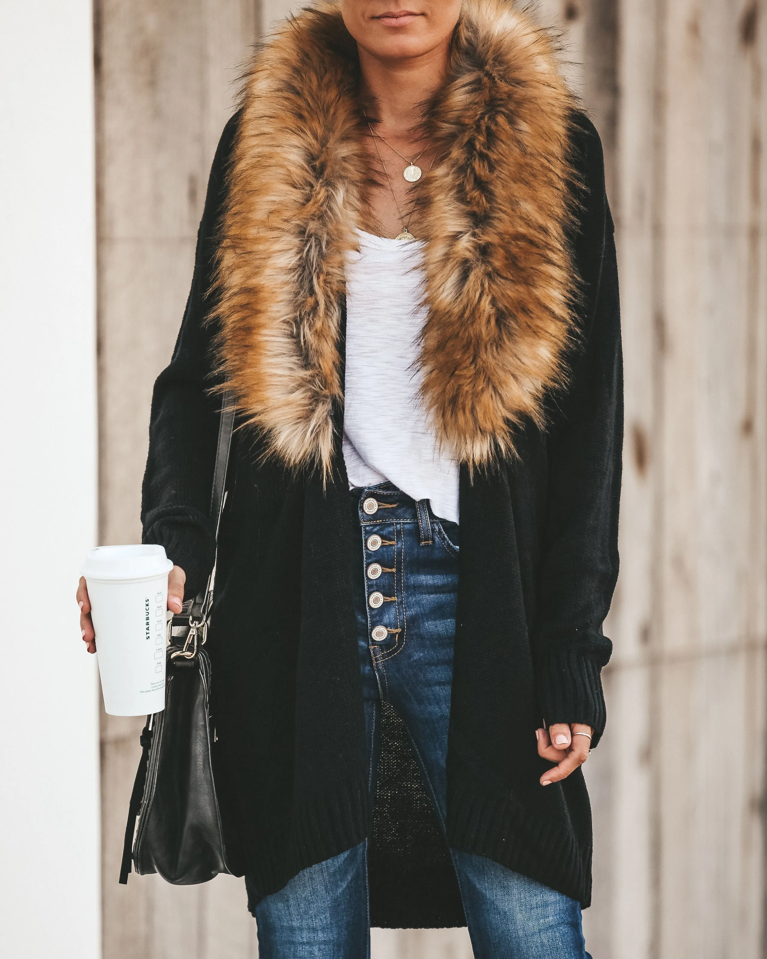 TastyHottie - Nocturnal Faux Fur Cardigan