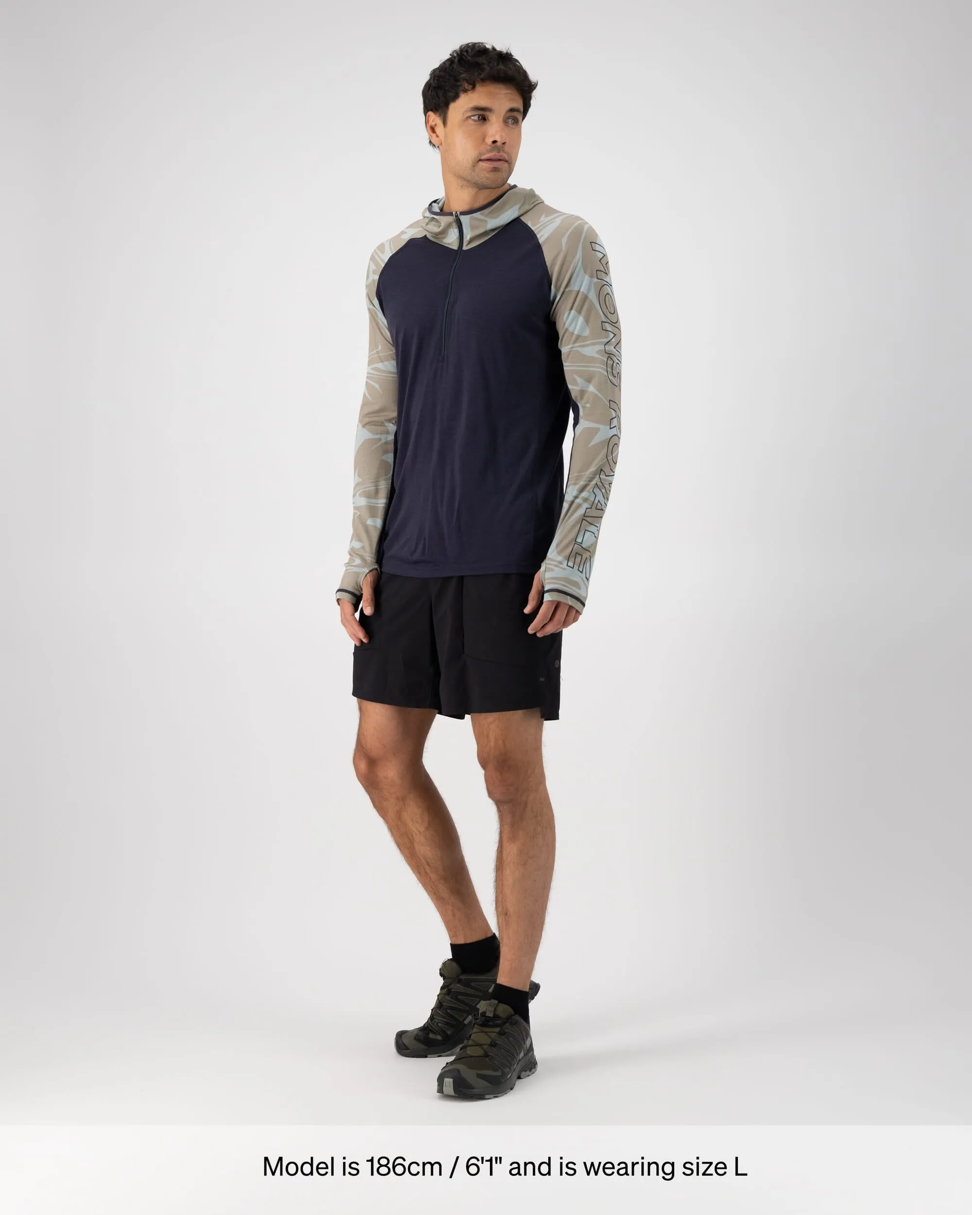 Temple Merino Long Sleeve Hood - Signal Lost / 9 Iron