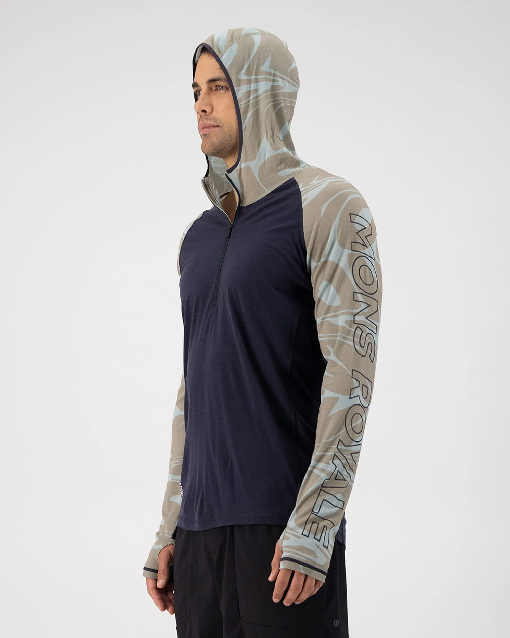 Temple Merino Long Sleeve Hood - Signal Lost / 9 Iron