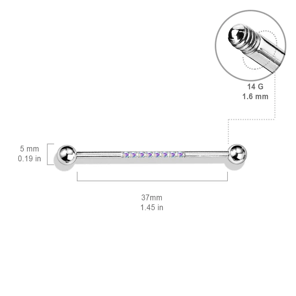The Jewel Track Industrial Barbell with Gold Plating