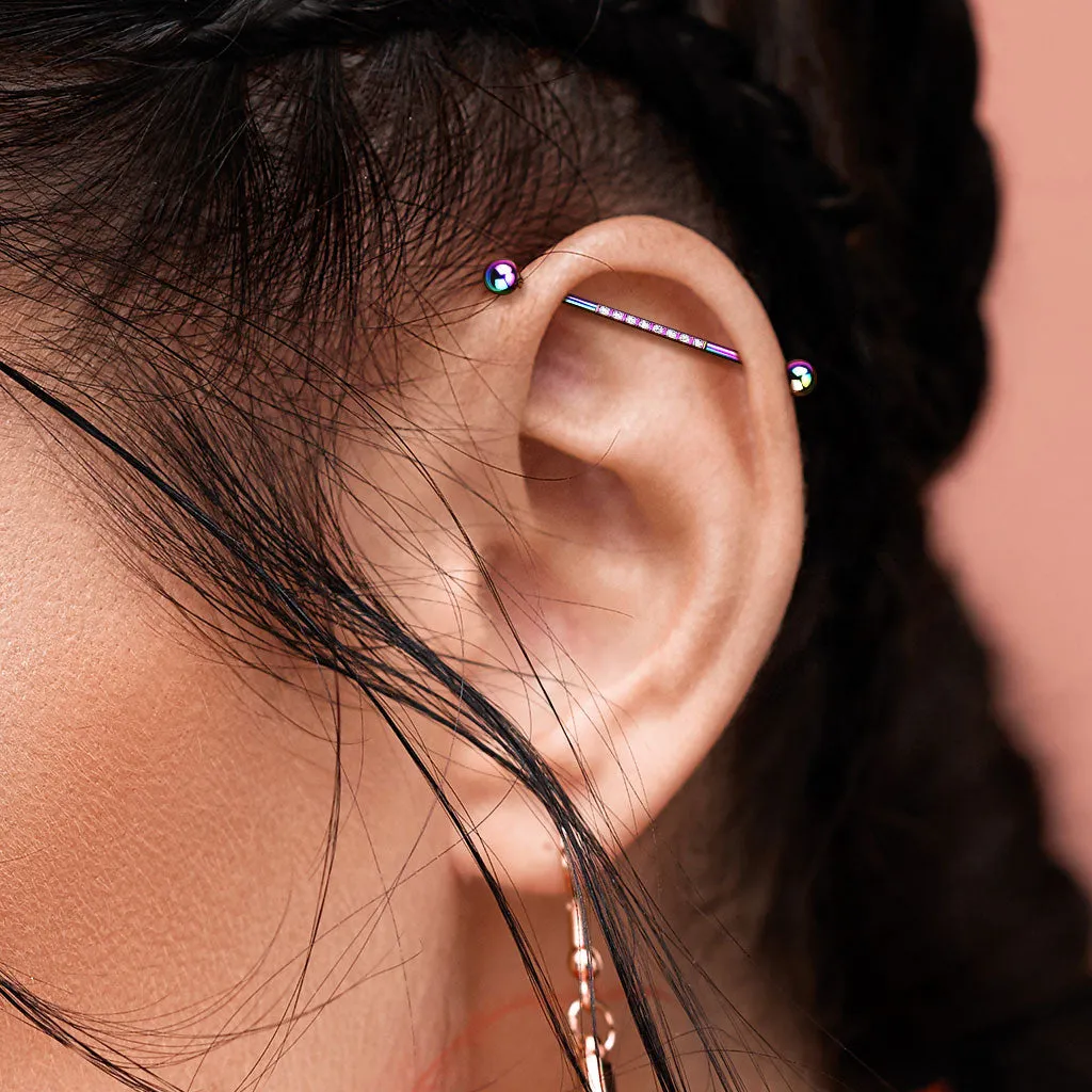 The Jewel Track Industrial Barbell with Gold Plating