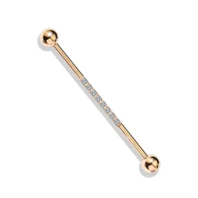 The Jewel Track Industrial Barbell with Rose Gold Plating