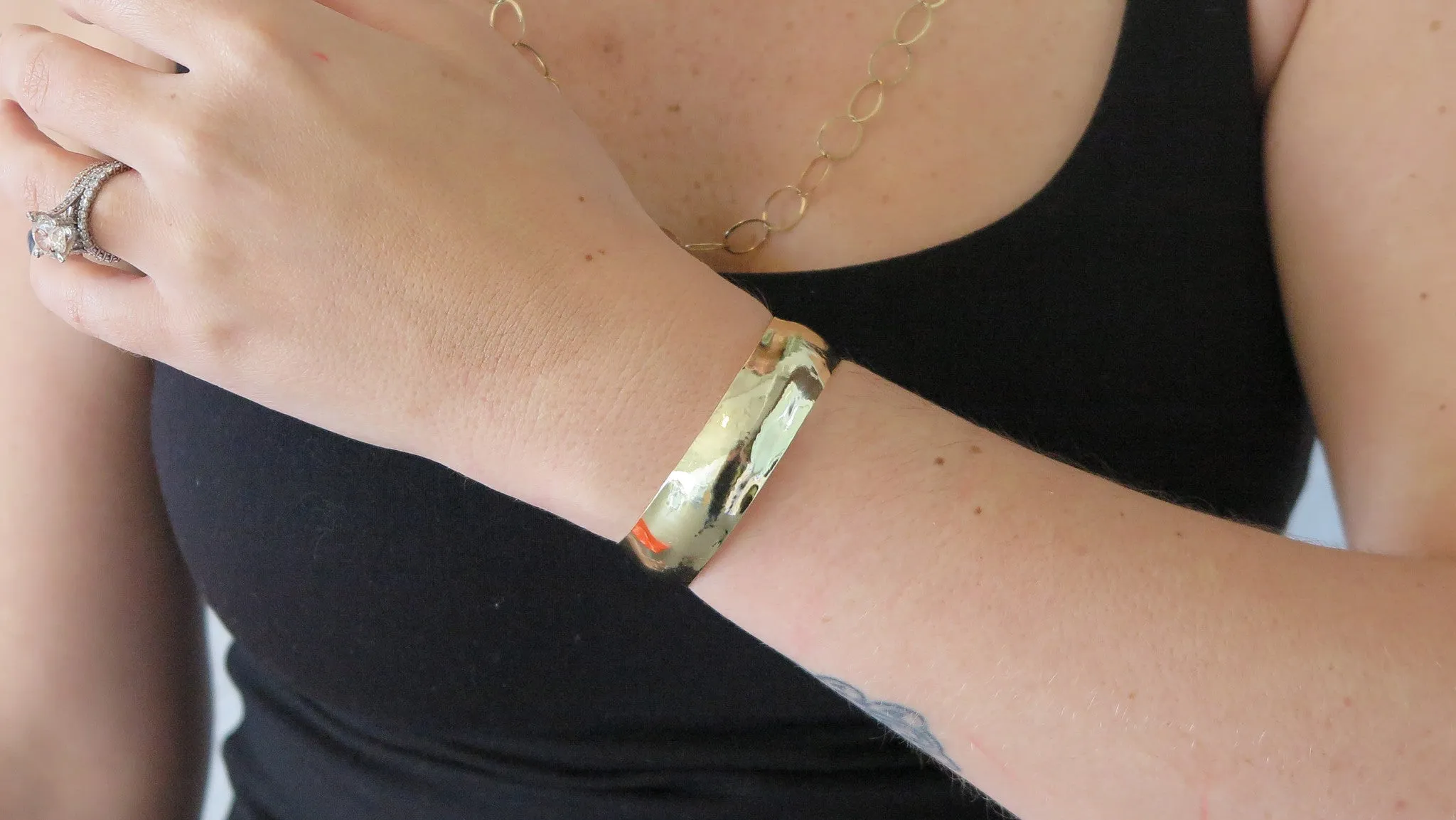 Thin Gold Hammered Cuff