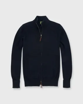 Track Jacket Sweater in Navy Cashmere
