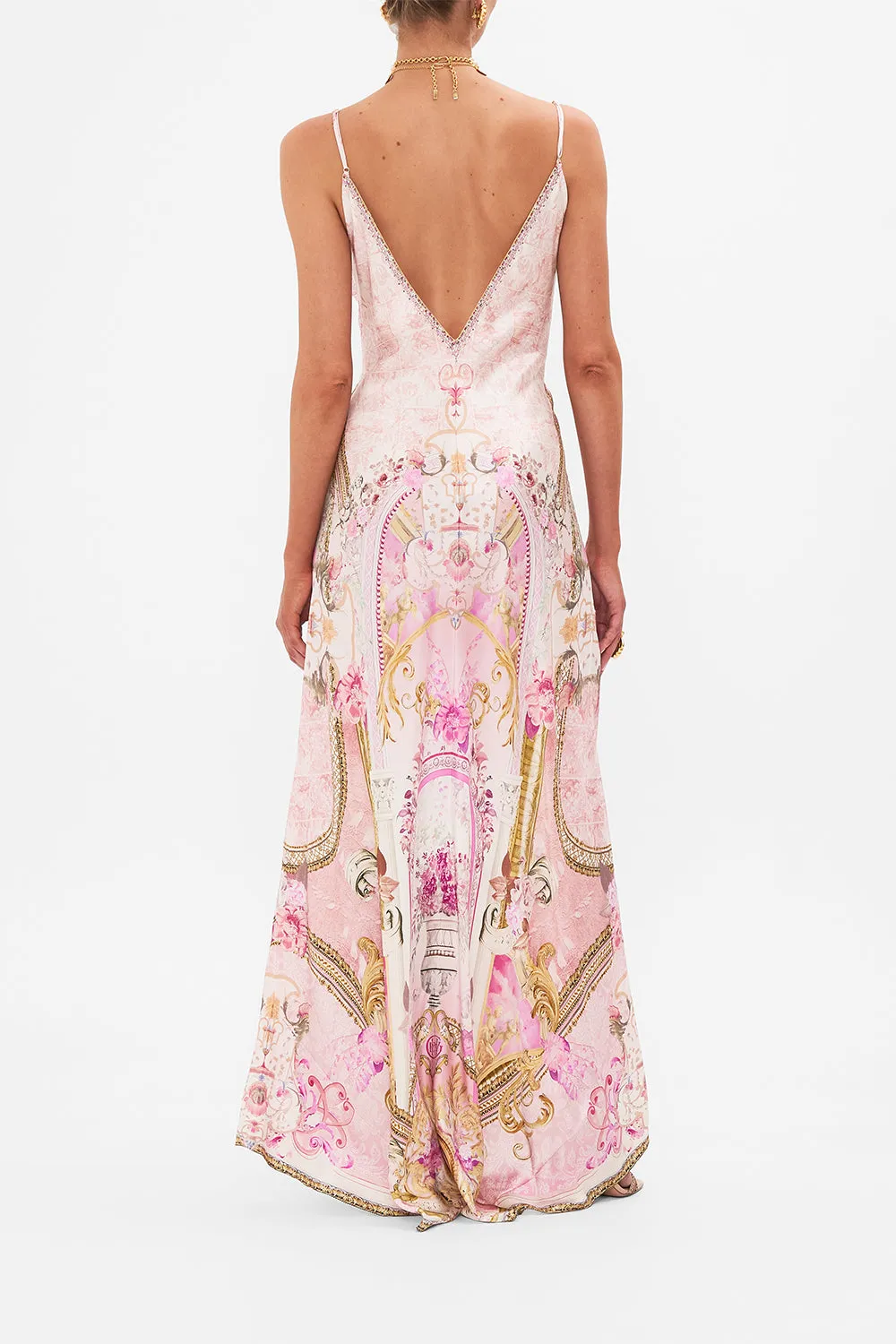 V NECK FULL LENGTH BIAS SLIP DRESS FRESCO FAIRYTALE