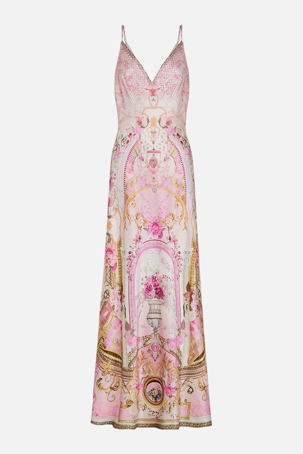 V NECK FULL LENGTH BIAS SLIP DRESS FRESCO FAIRYTALE