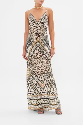 V NECK FULL LENGTH BIAS SLIP DRESS MOSAIC MUSE