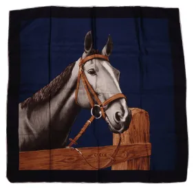 Vintage 60s Horse Scarf Italian Pure Silk 30” Square