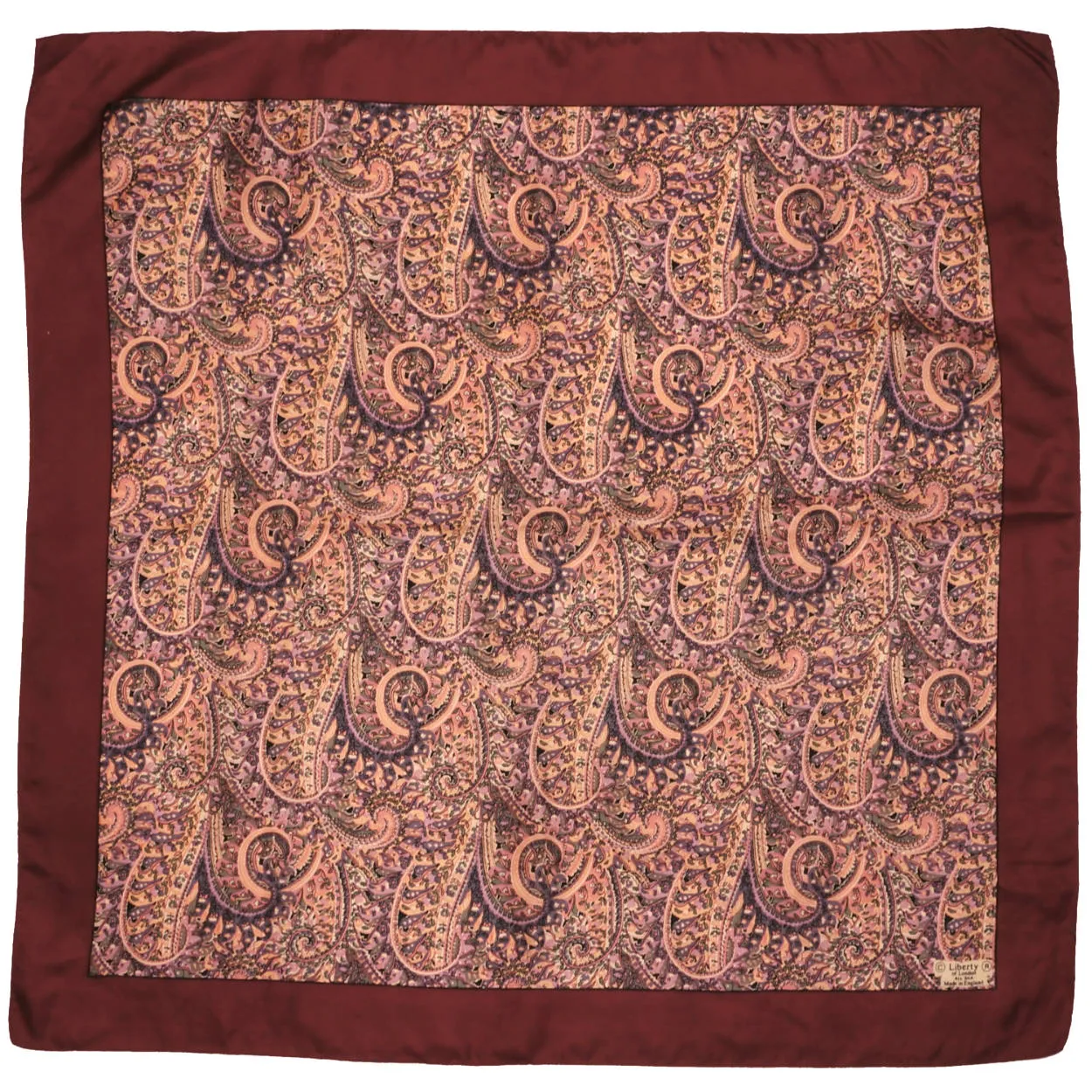Vintage Liberty of London Silk Scarf 1960s Psych Paisley Print Square 27”