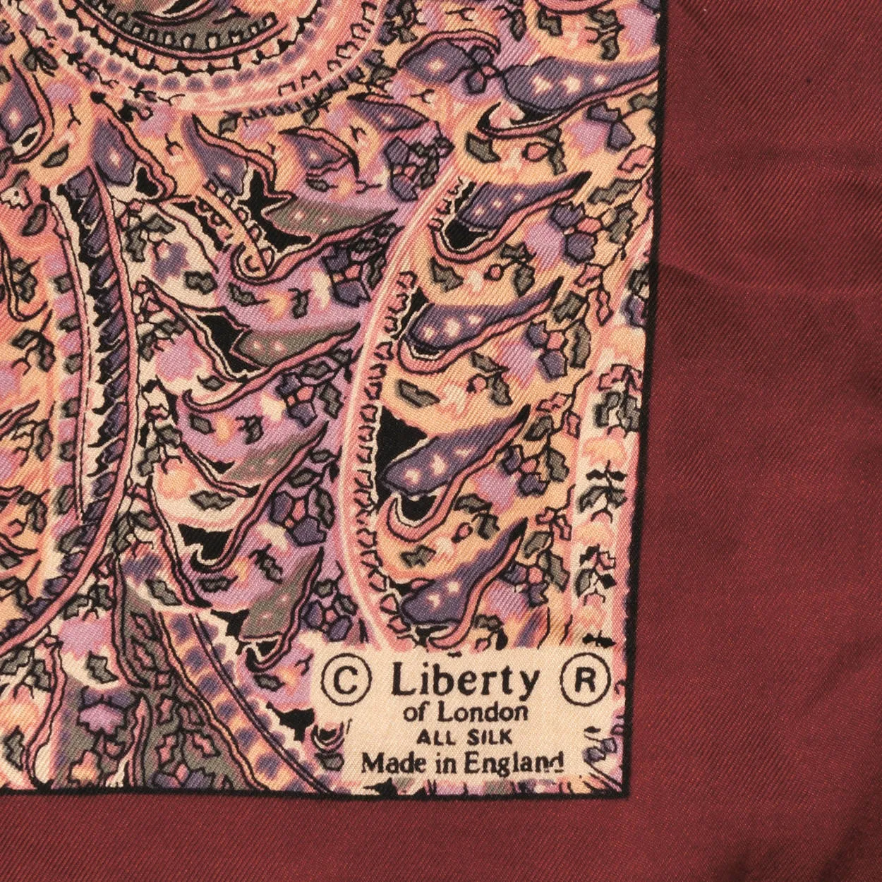 Vintage Liberty of London Silk Scarf 1960s Psych Paisley Print Square 27”