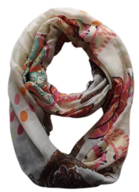 Vivid & Lively Lightweight Paisley Damask Infinity Loop Scarf