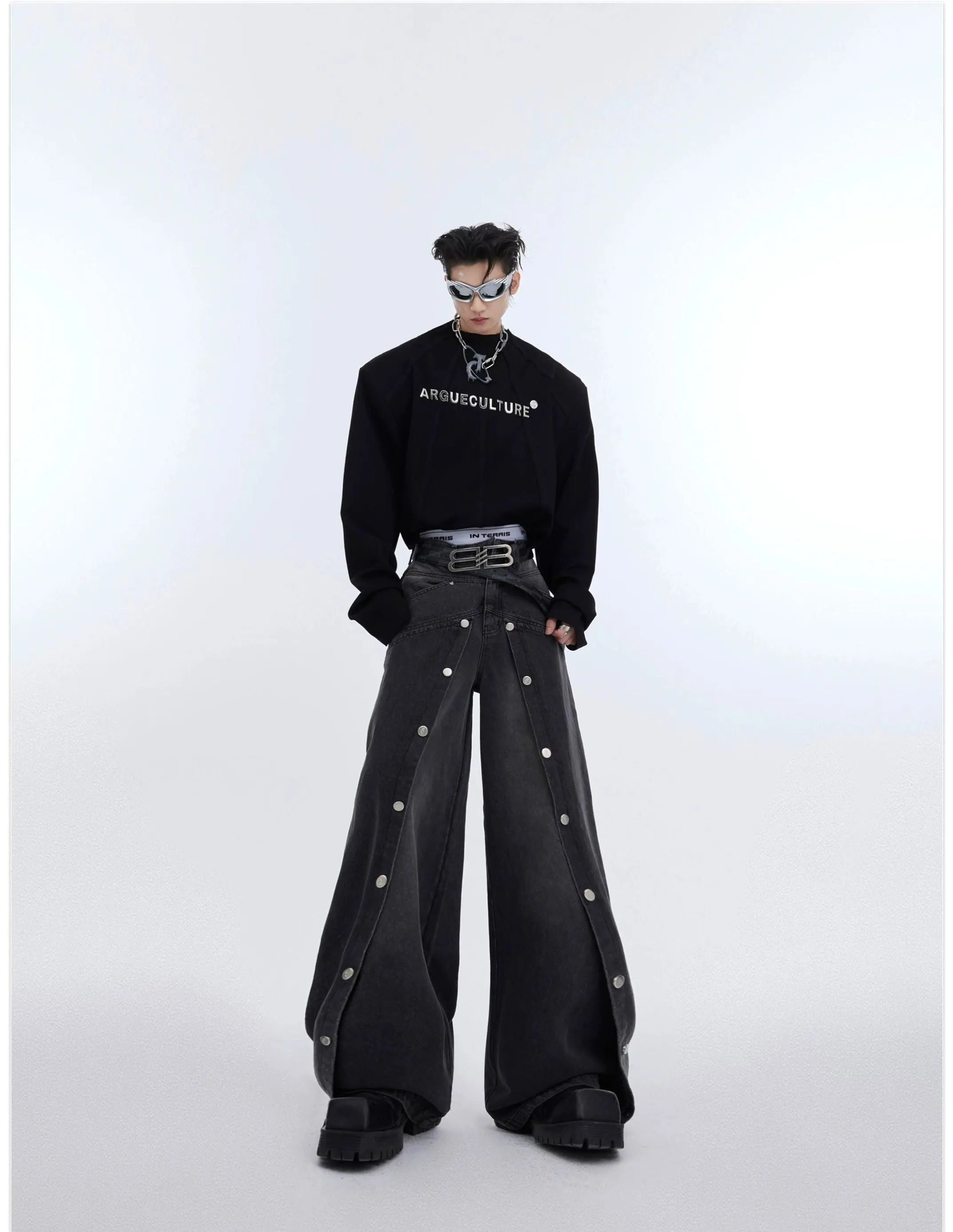 Washed Layer Details Jeans