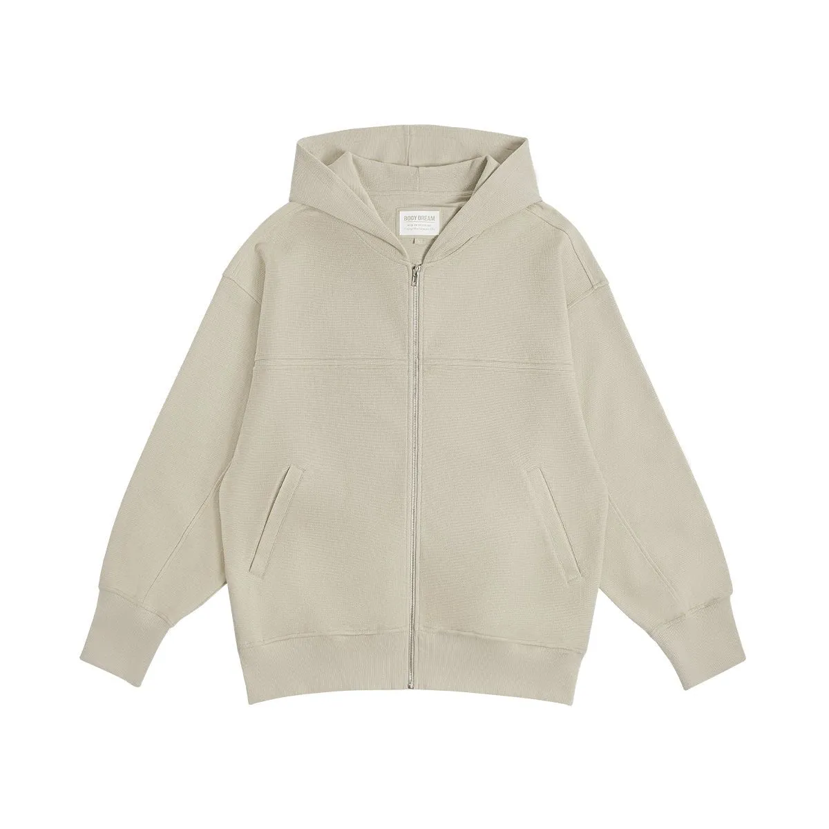 Wide Fit Zip Front Khaki Hooded Jacket