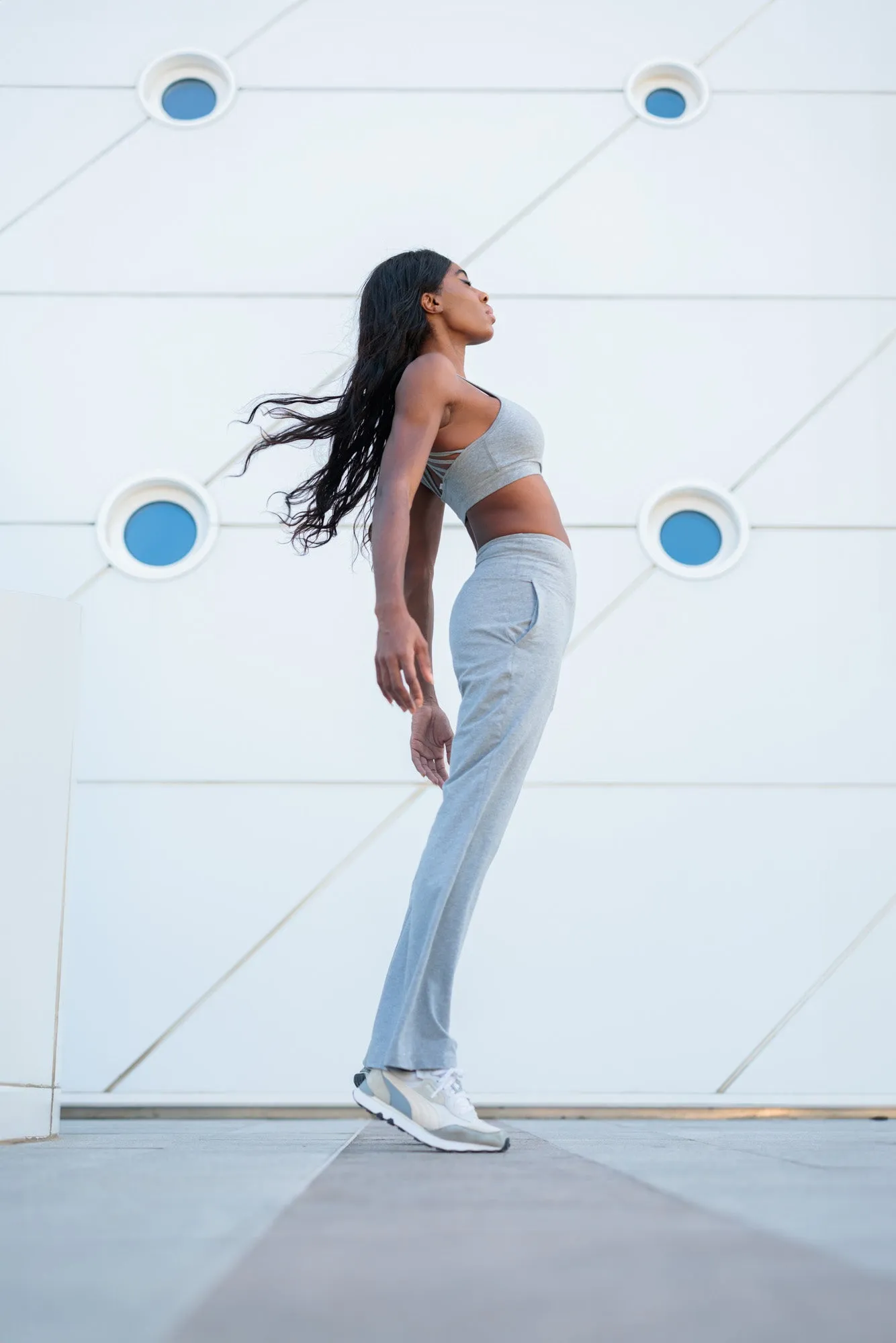 Wide Leg  Pants (Grey Melange)