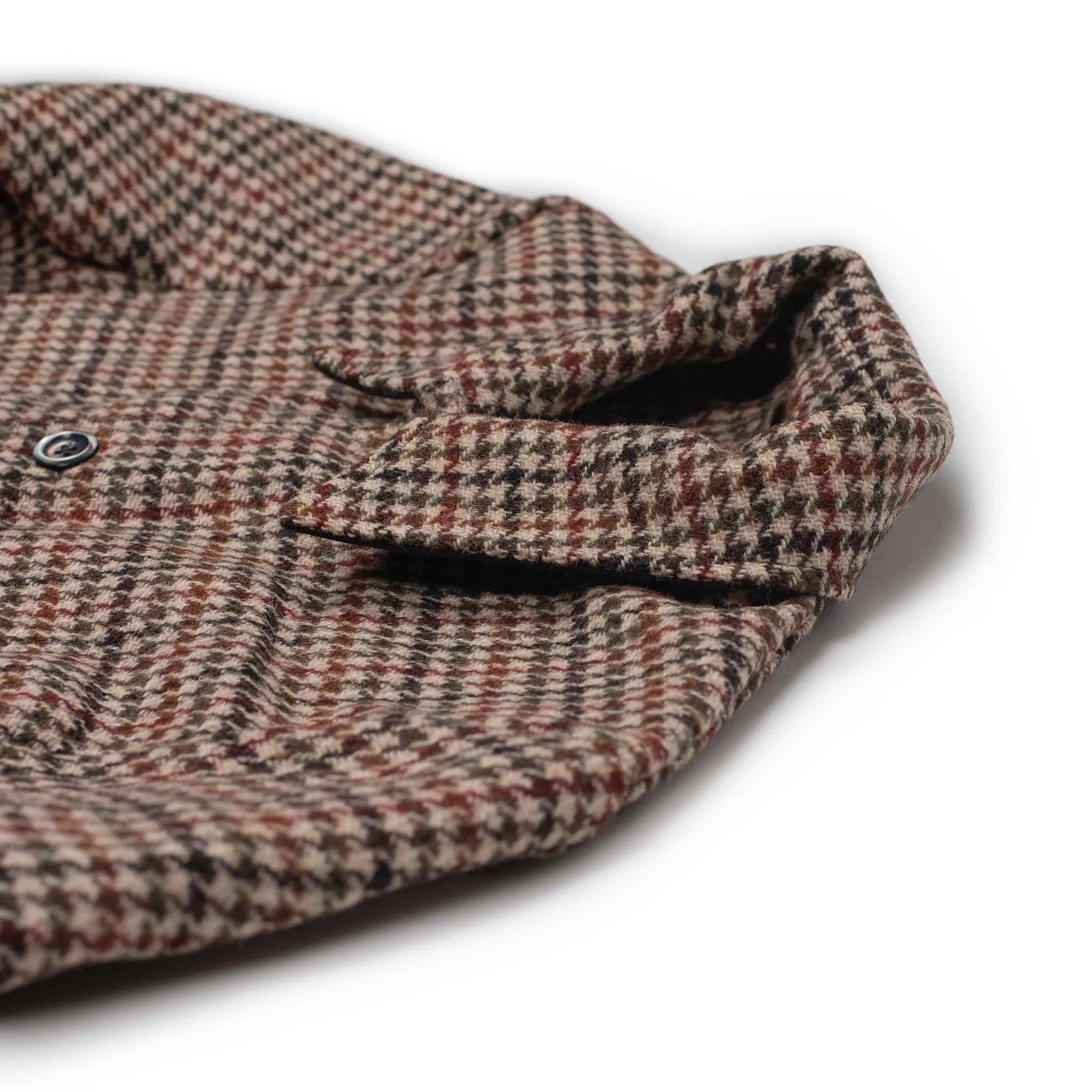 Winter Plage coat in beige, rust and green Harris Tweed wool