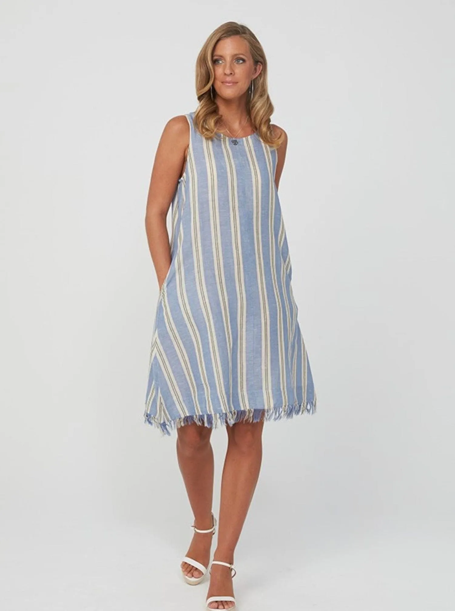 Women Blue Stripe Dress - Amy Dress