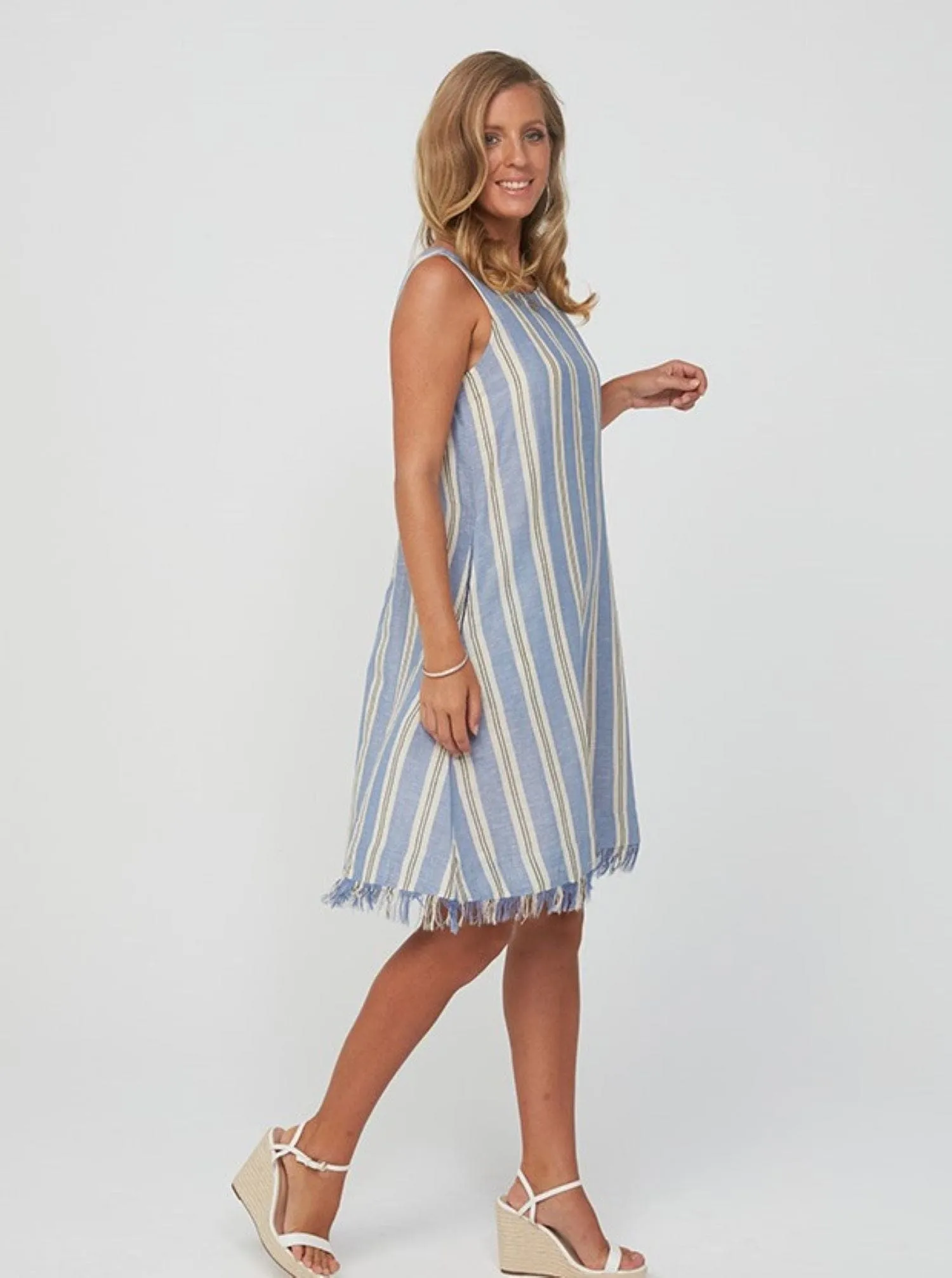 Women Blue Stripe Dress - Amy Dress