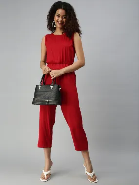 Women's Brown Solid Jumpsuit