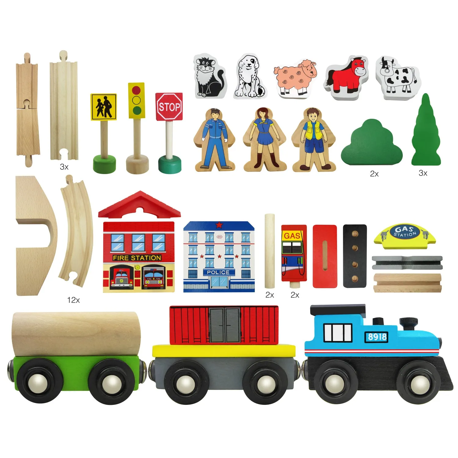 Wooden Train Set 50pc