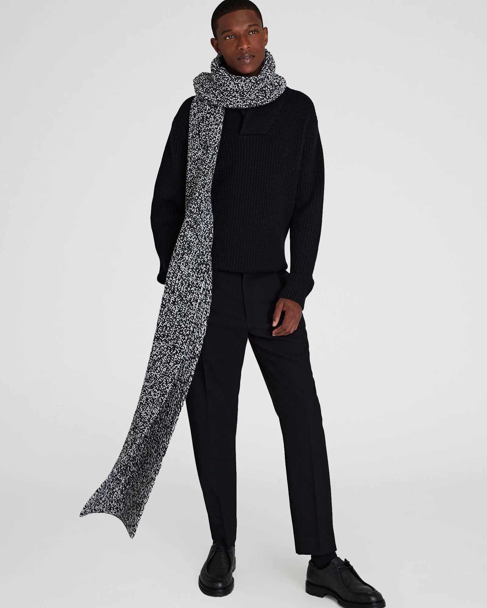 Wool Blend Ribbed-Knit Scarf