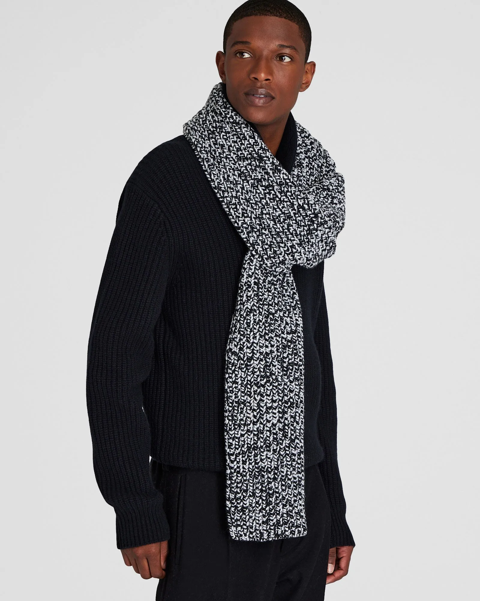 Wool Blend Ribbed-Knit Scarf
